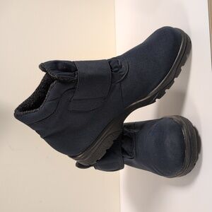 Toe Warmers Women's Waterproof Blue Hook & Loop Ankle Boots Booties Shoes 7.5M